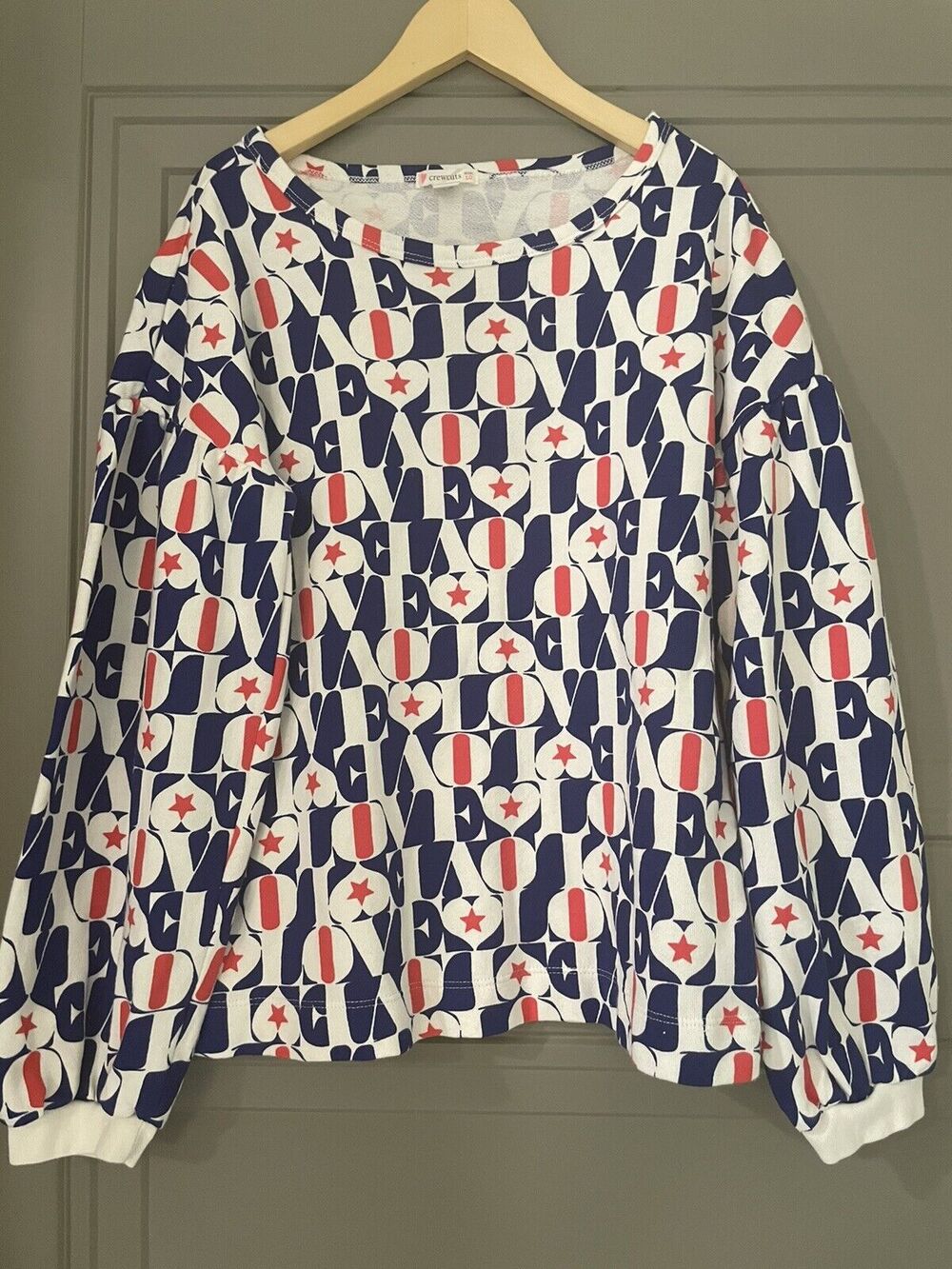 CREWCUTS j. Crew Girls Love Sweatshirt Shirt 10 Fourth of July 4th